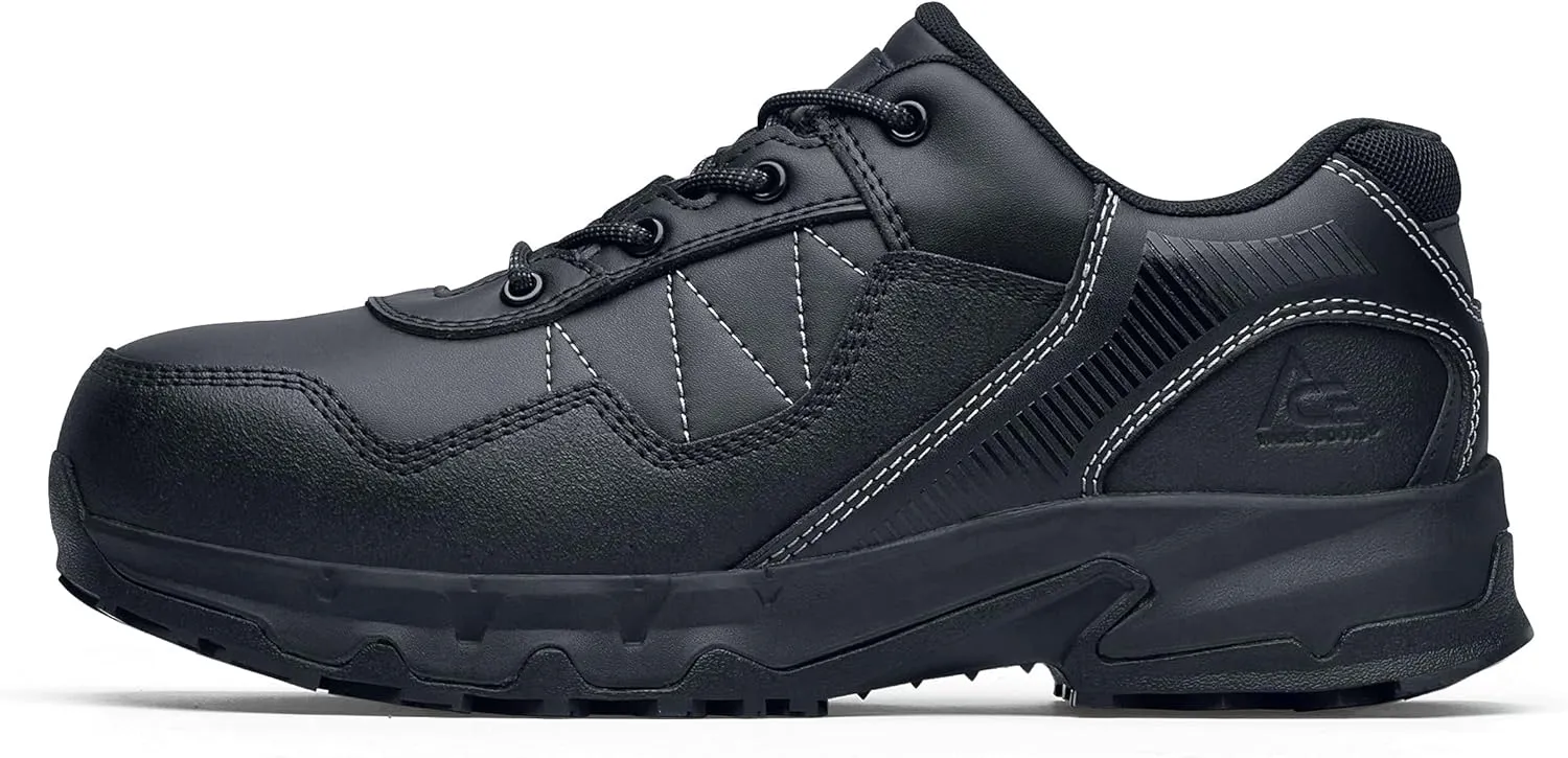 Shoes for Crews Piston Low and Mid, Men's, Women's, Unisex Soft Toe Slip Resistant Work Shoes, Water Resistant, Black