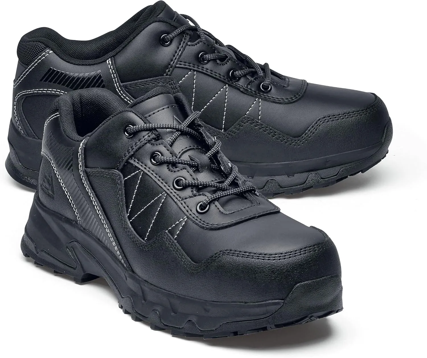 Shoes for Crews Piston Low and Mid, Men's, Women's, Unisex Soft Toe Slip Resistant Work Shoes, Water Resistant, Black