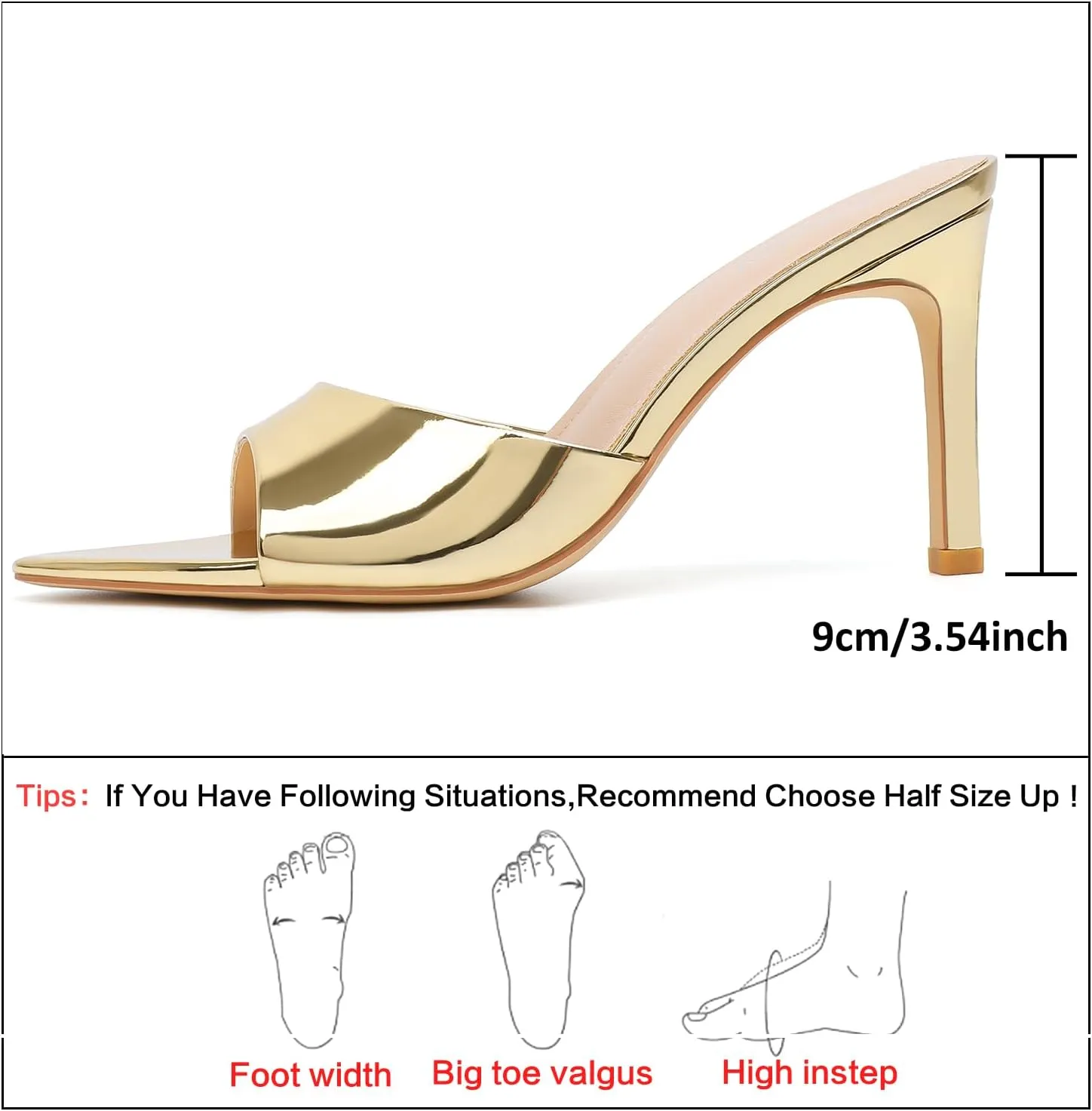 Susanny Women's Sandals Heels Mule High Heels Pointed Open Toe Sandals Sexy Slip on Heeled Summer Casual Wedding Prom Party Comfortable Dressy Shoes