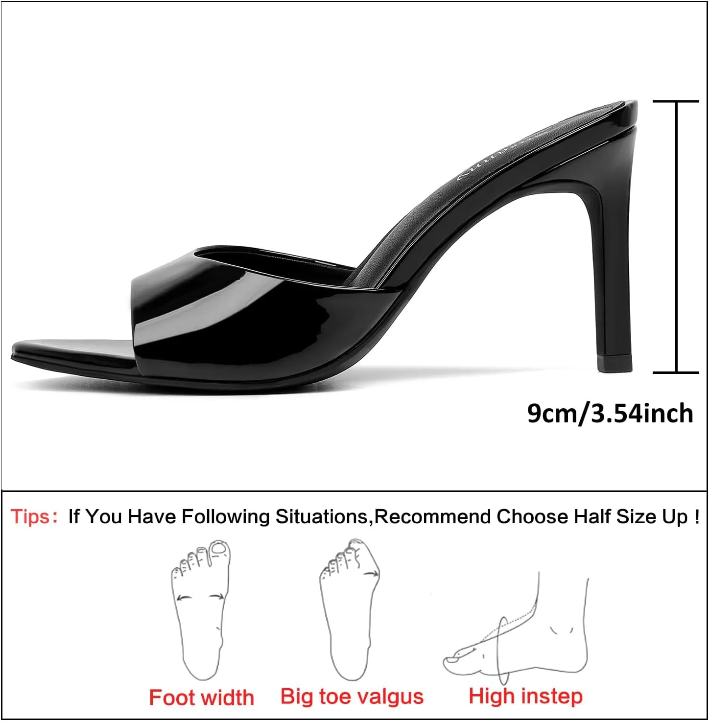 Susanny Women's Sandals Heels Mule High Heels Pointed Open Toe Sandals Sexy Slip on Heeled Summer Casual Wedding Prom Party Comfortable Dressy Shoes