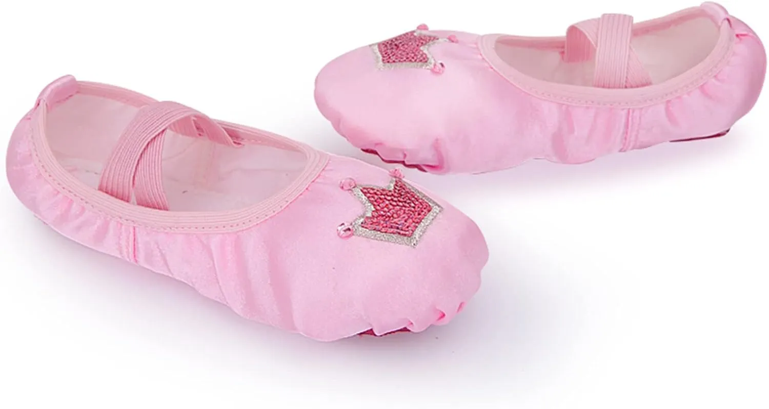 Toddler Ballet Shoes for Girls Star Satin Ballet Slippers for Kids Toddler Dance Shoes Soft Leather Practice Slippers