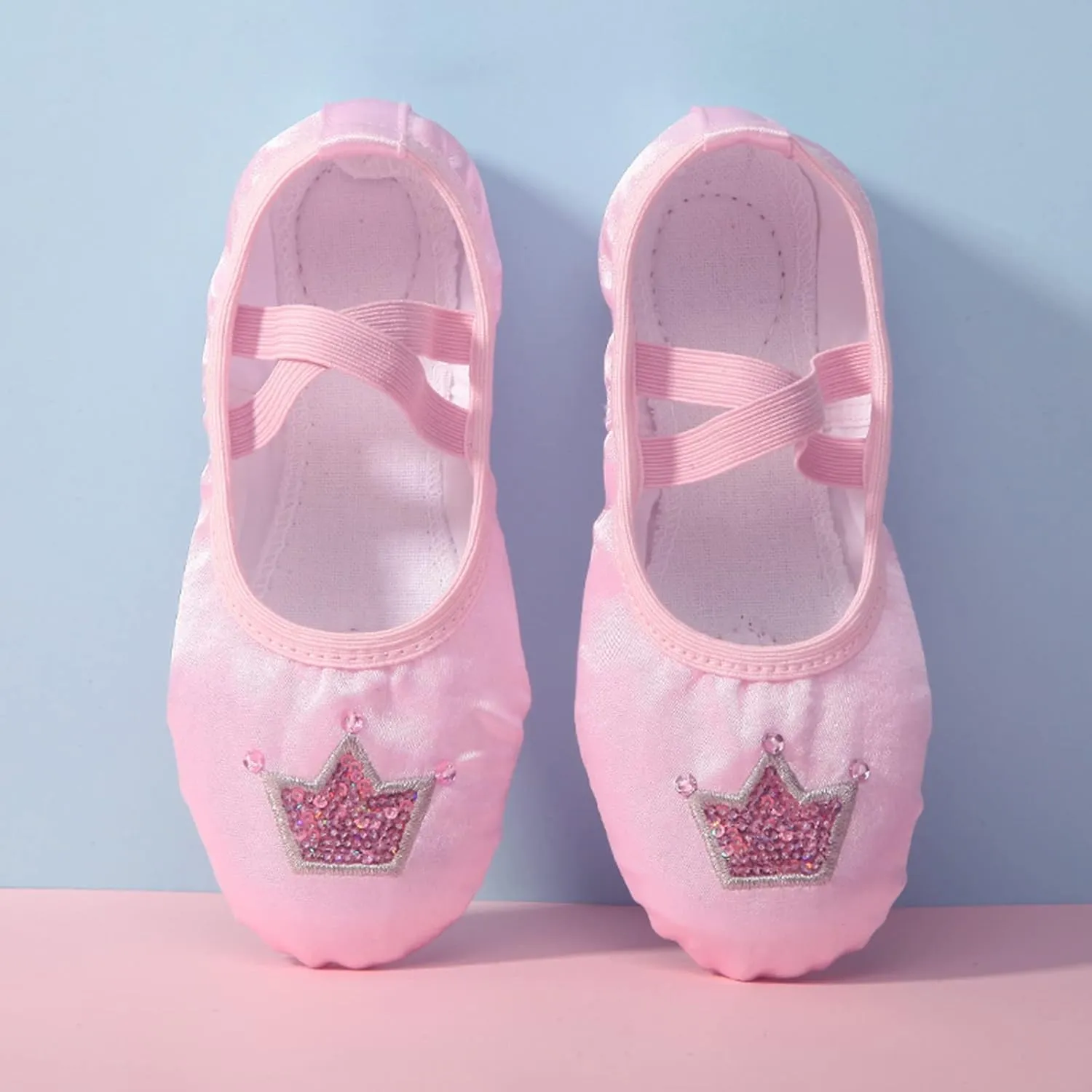 Toddler Ballet Shoes for Girls Star Satin Ballet Slippers for Kids Toddler Dance Shoes Soft Leather Practice Slippers