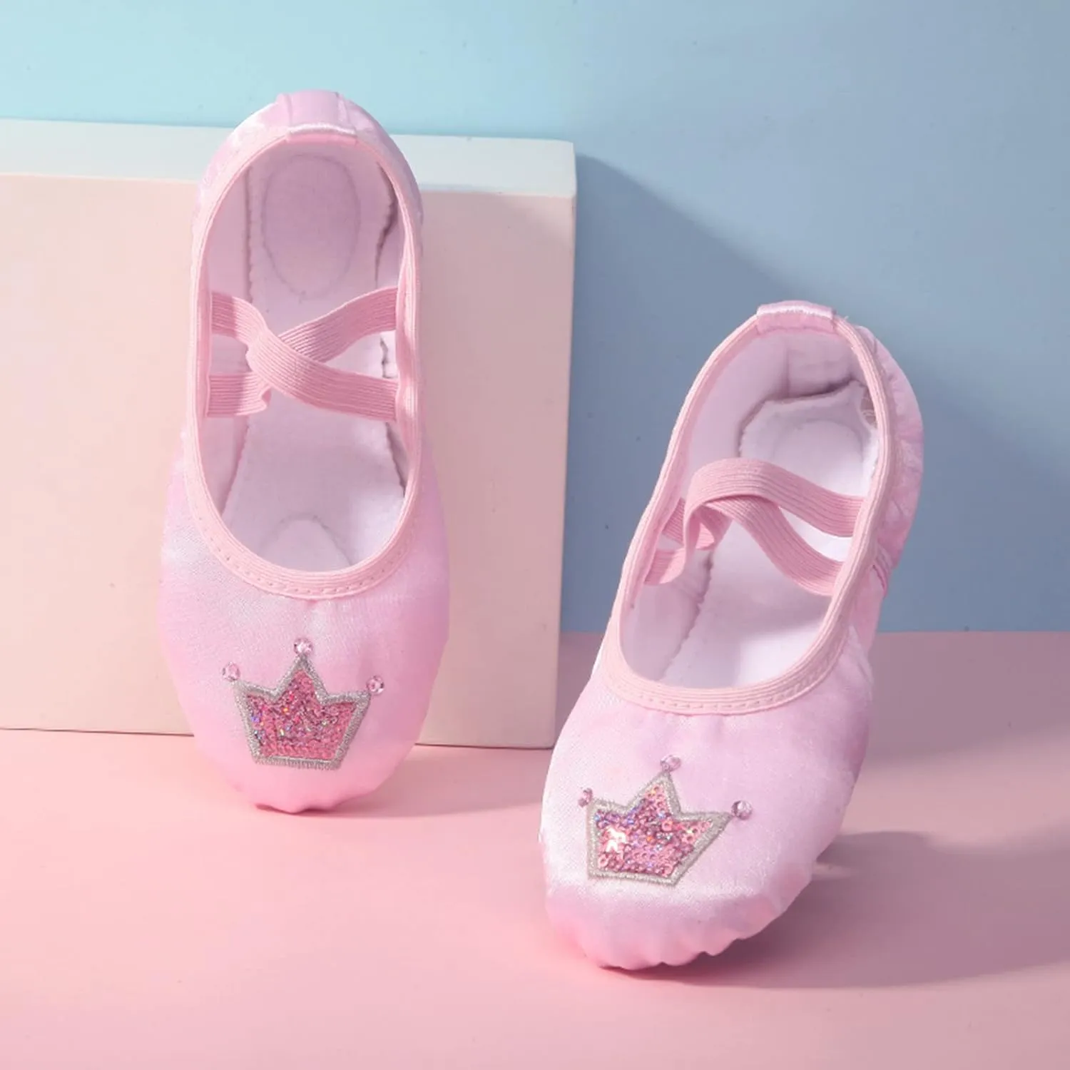Toddler Ballet Shoes for Girls Star Satin Ballet Slippers for Kids Toddler Dance Shoes Soft Leather Practice Slippers