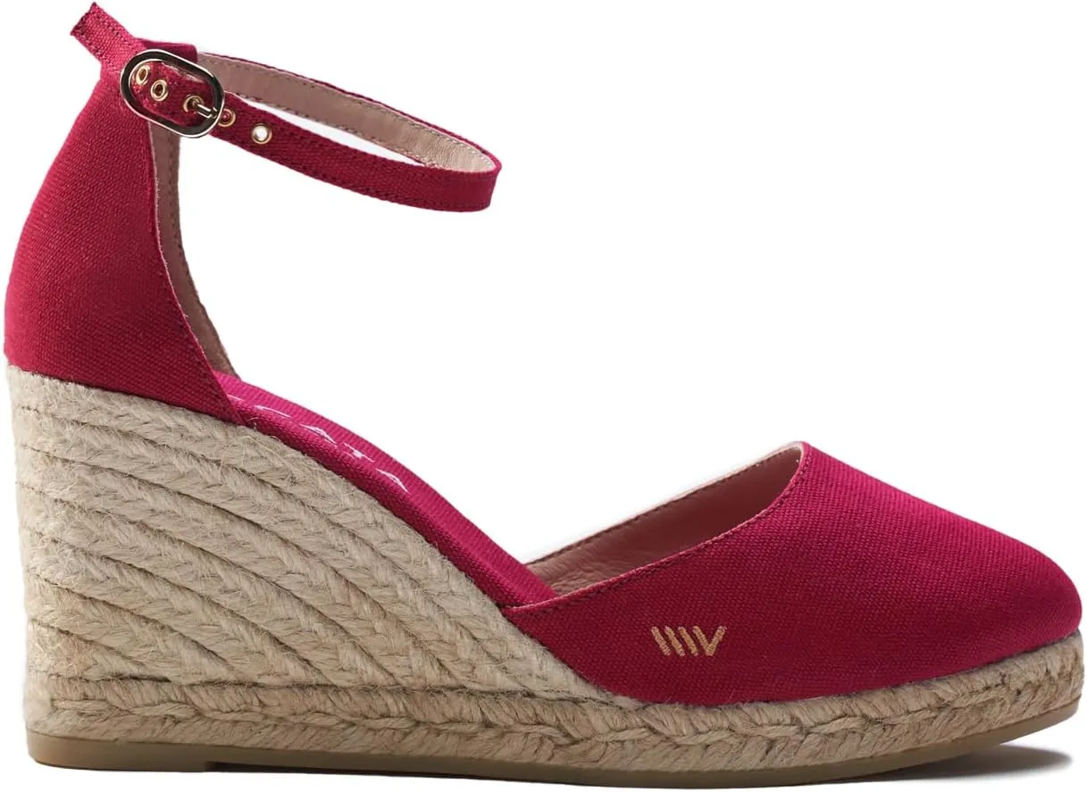 Viscata Estartit Espadrille Canvas Wedges Spain Handmade 3  Heel Women's Sandals with Breathable Organic Cotton Canvas and 100% Natural Jute Midsole for all Occasions: Casual, Work, Party