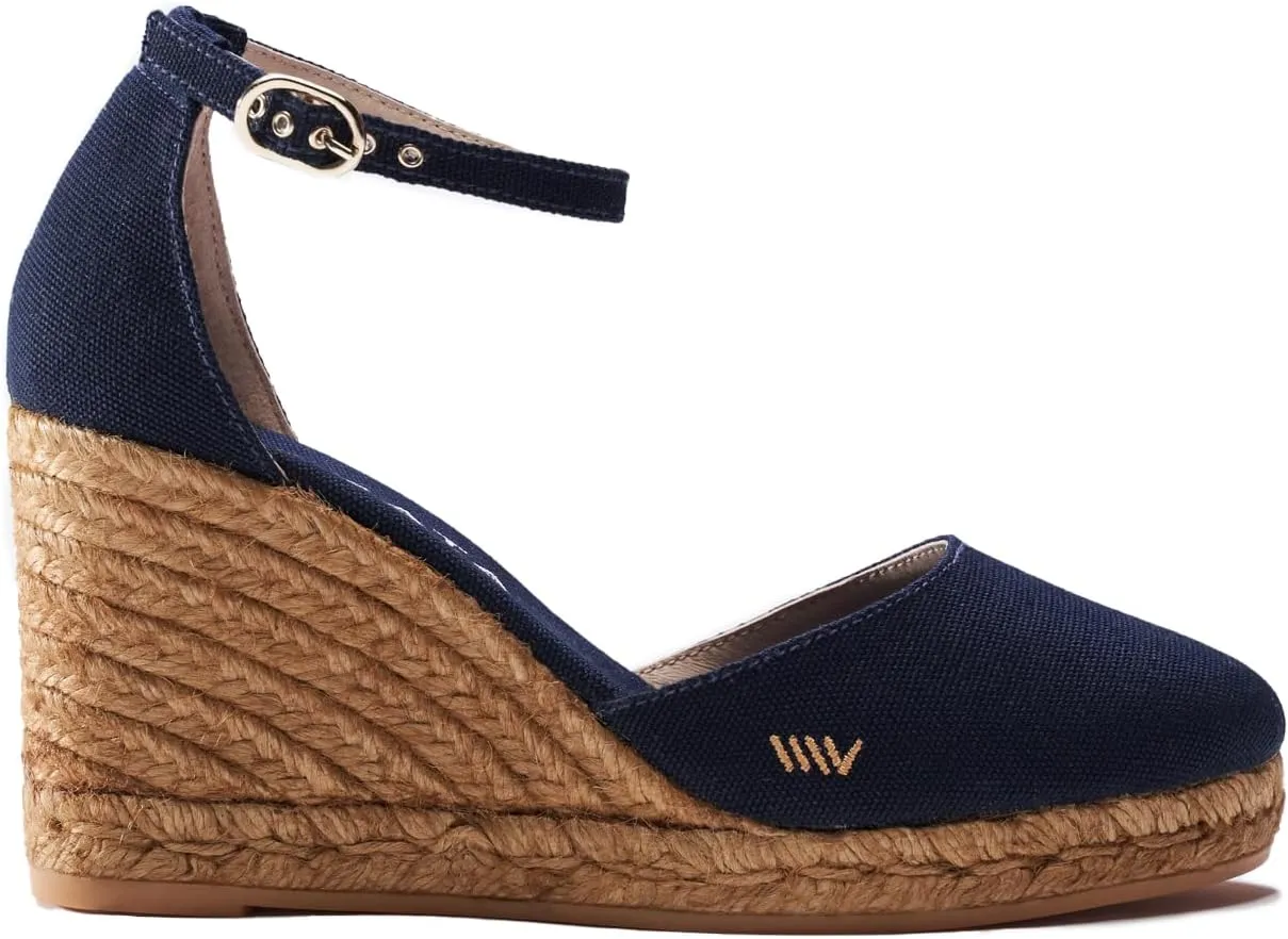 Viscata Estartit Espadrille Canvas Wedges Spain Handmade 3  Heel Women's Sandals with Breathable Organic Cotton Canvas and 100% Natural Jute Midsole for all Occasions: Casual, Work, Party