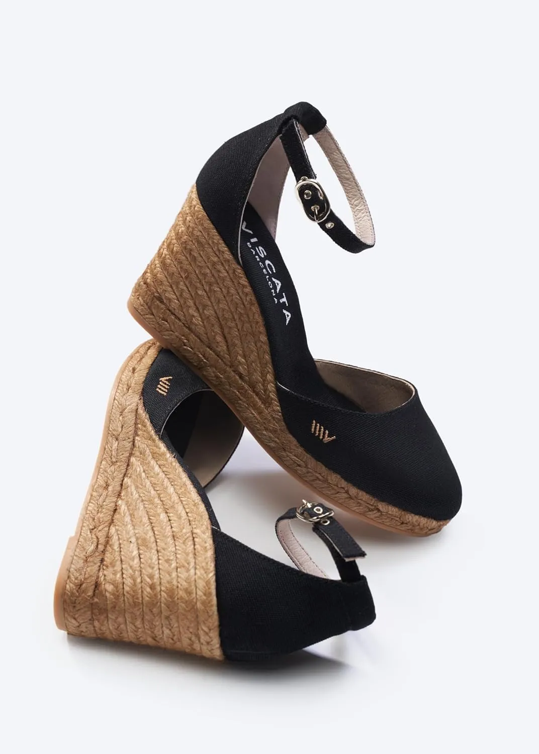 Viscata Estartit Espadrille Canvas Wedges Spain Handmade 3  Heel Women's Sandals with Breathable Organic Cotton Canvas and 100% Natural Jute Midsole for all Occasions: Casual, Work, Party