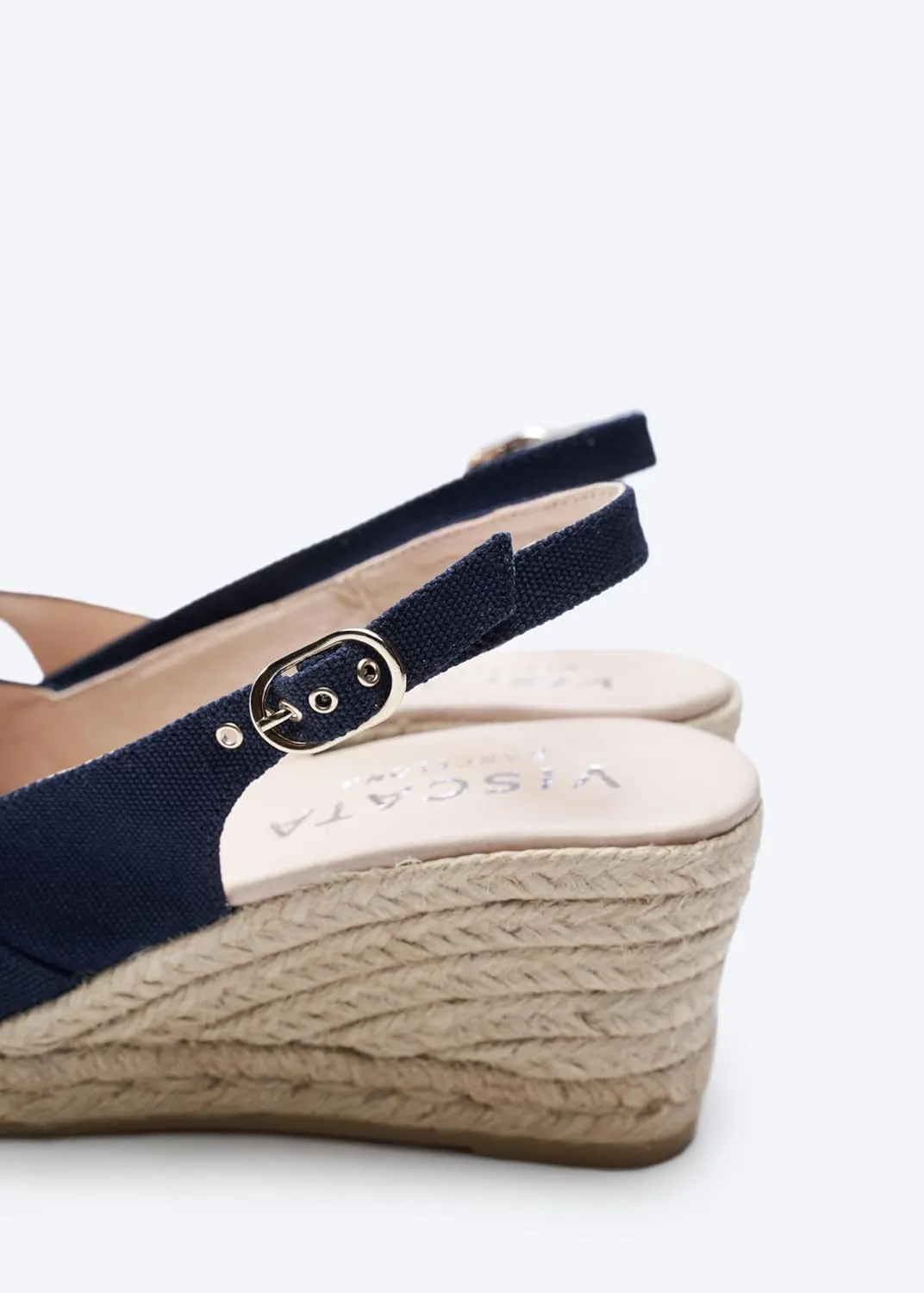Viscata Llansa Canvas Wedge with Elegant Buckle Flattering 2  Slingback Heel Women's Sandals with Breathable Organic Cotton Canvas and 100% Natural Jute Midsole for all Casual Occasions