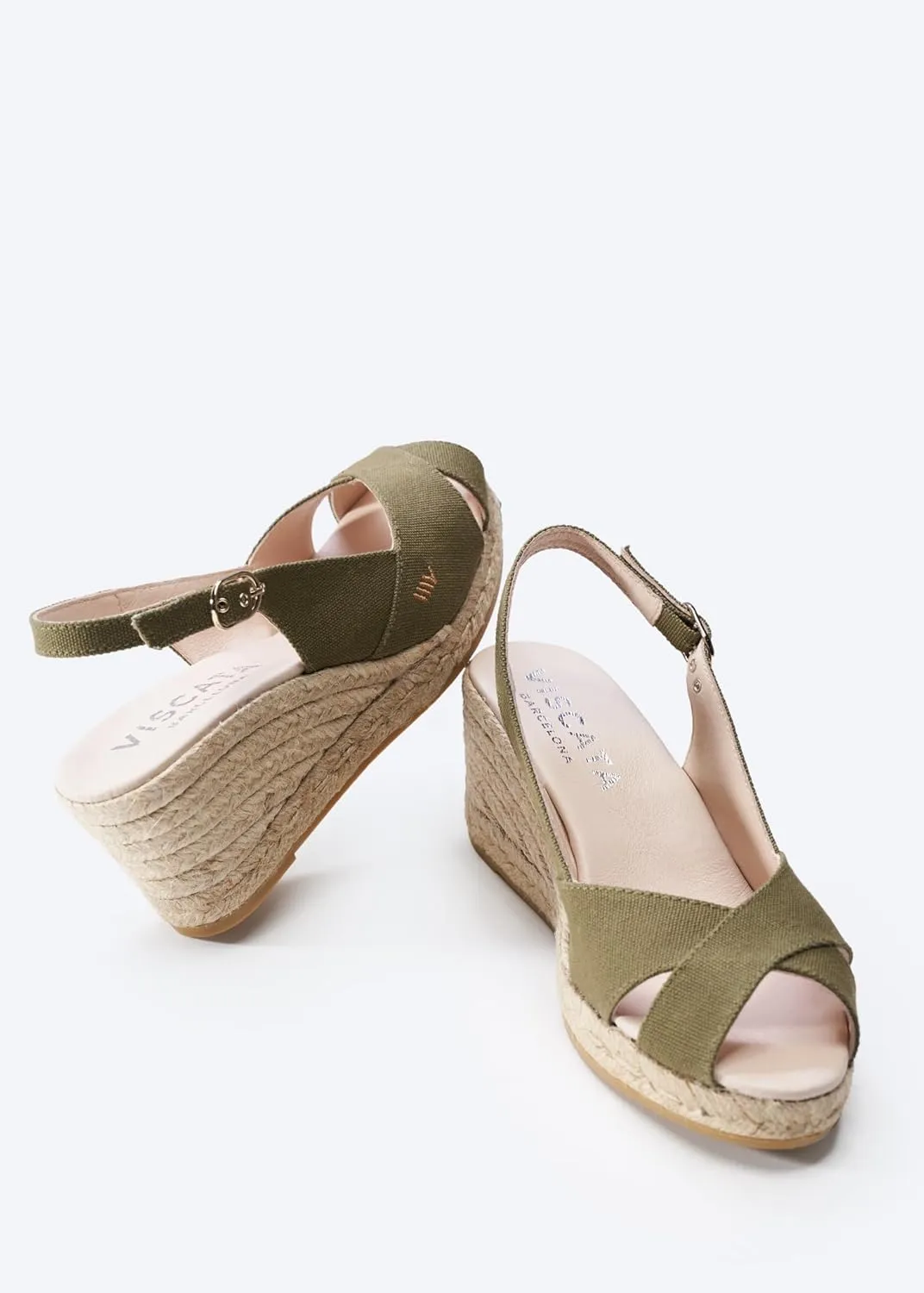 Viscata Llansa Canvas Wedge with Elegant Buckle Flattering 2  Slingback Heel Women's Sandals with Breathable Organic Cotton Canvas and 100% Natural Jute Midsole for all Casual Occasions