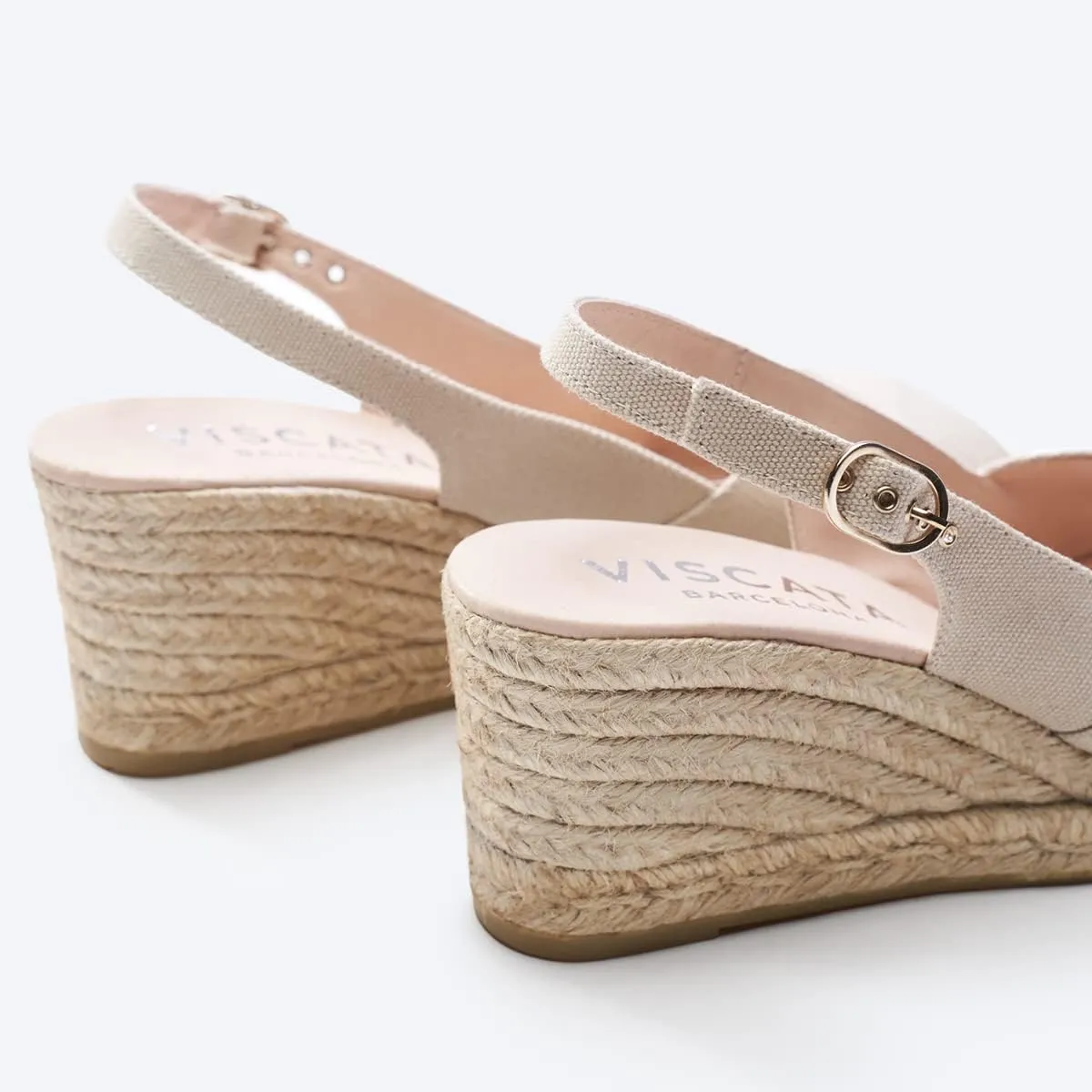 Viscata Llansa Canvas Wedge with Elegant Buckle Flattering 2  Slingback Heel Women's Sandals with Breathable Organic Cotton Canvas and 100% Natural Jute Midsole for all Casual Occasions
