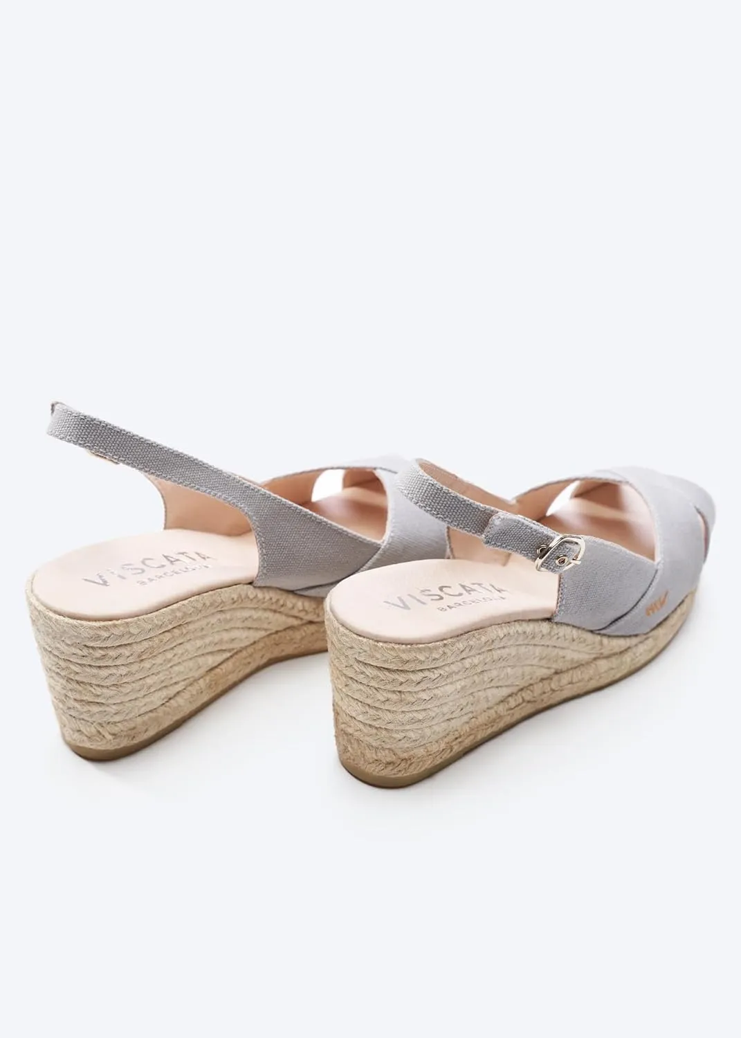 Viscata Llansa Canvas Wedge with Elegant Buckle Flattering 2  Slingback Heel Women's Sandals with Breathable Organic Cotton Canvas and 100% Natural Jute Midsole for all Casual Occasions