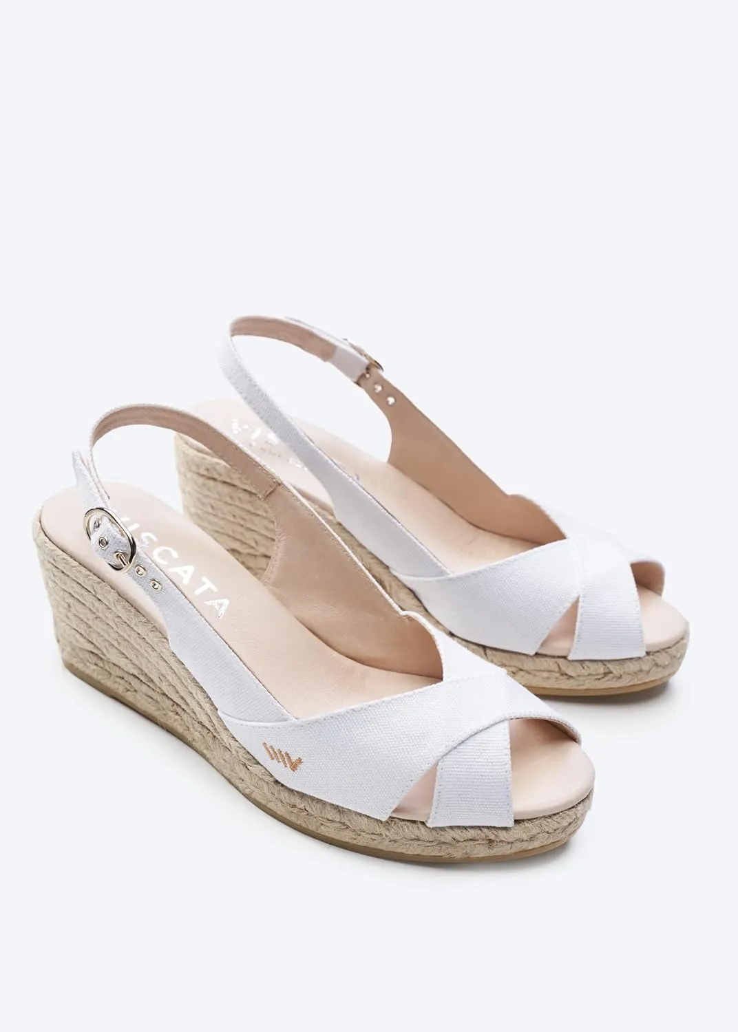 Viscata Llansa Canvas Wedge with Elegant Buckle Flattering 2  Slingback Heel Women's Sandals with Breathable Organic Cotton Canvas and 100% Natural Jute Midsole for all Casual Occasions