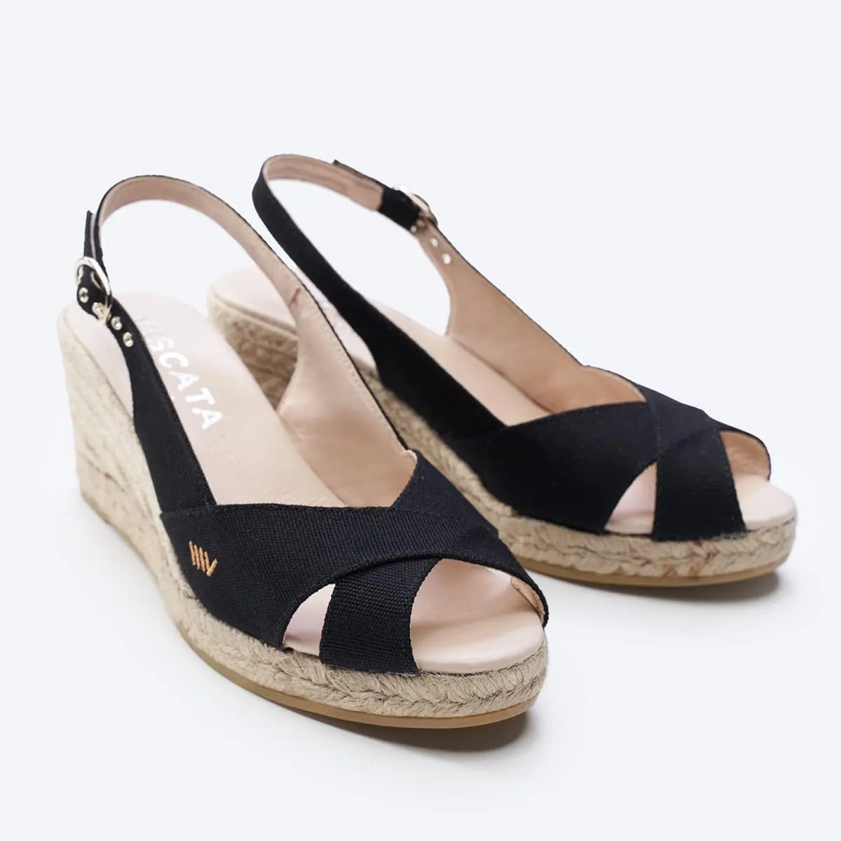 Viscata Llansa Canvas Wedge with Elegant Buckle Flattering 2  Slingback Heel Women's Sandals with Breathable Organic Cotton Canvas and 100% Natural Jute Midsole for all Casual Occasions