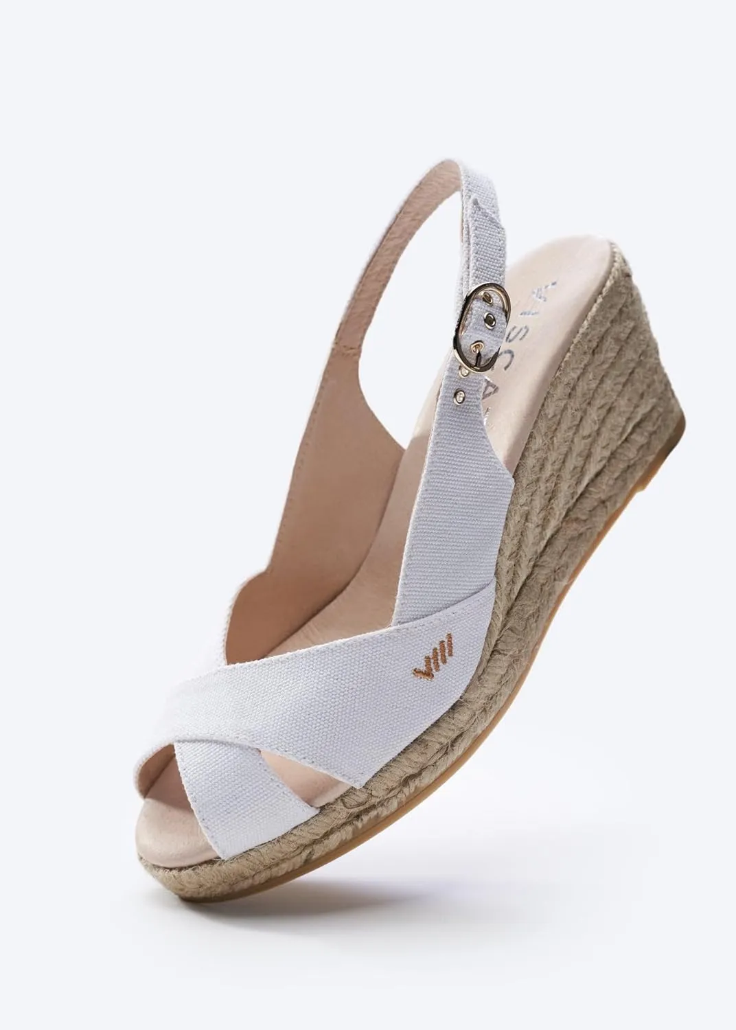Viscata Llansa Canvas Wedge with Elegant Buckle Flattering 2  Slingback Heel Women's Sandals with Breathable Organic Cotton Canvas and 100% Natural Jute Midsole for all Casual Occasions