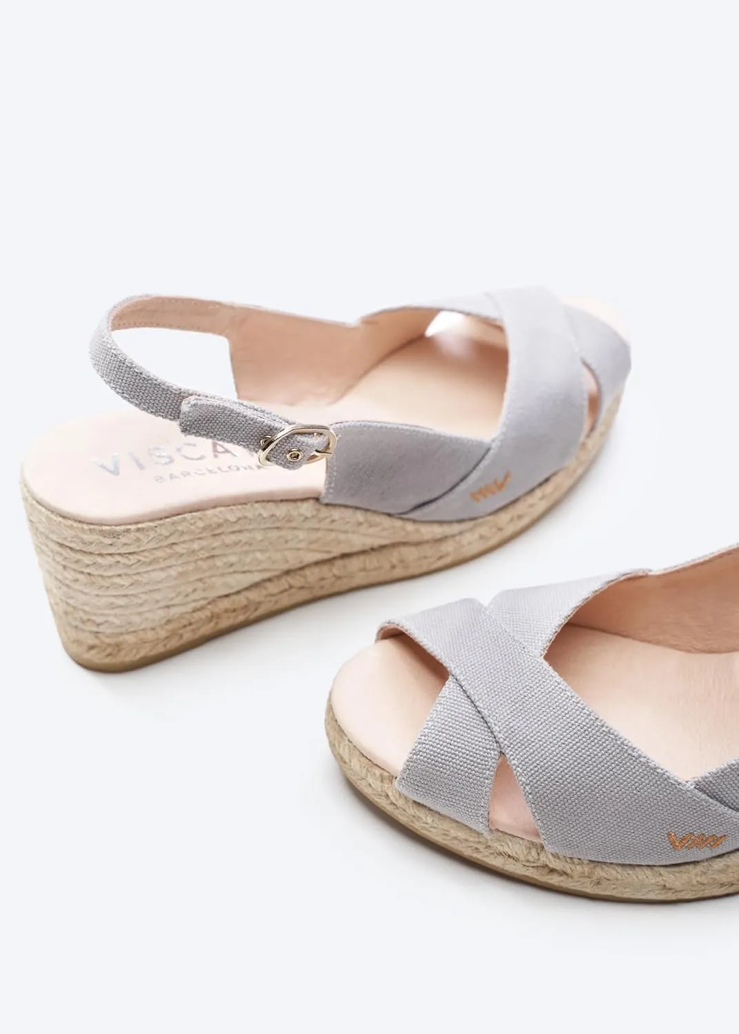 Viscata Llansa Canvas Wedge with Elegant Buckle Flattering 2  Slingback Heel Women's Sandals with Breathable Organic Cotton Canvas and 100% Natural Jute Midsole for all Casual Occasions