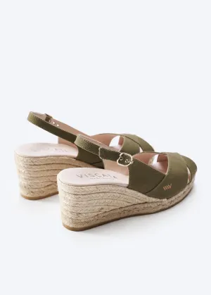 Viscata Llansa Canvas Wedge with Elegant Buckle Flattering 2  Slingback Heel Women's Sandals with Breathable Organic Cotton Canvas and 100% Natural Jute Midsole for all Casual Occasions