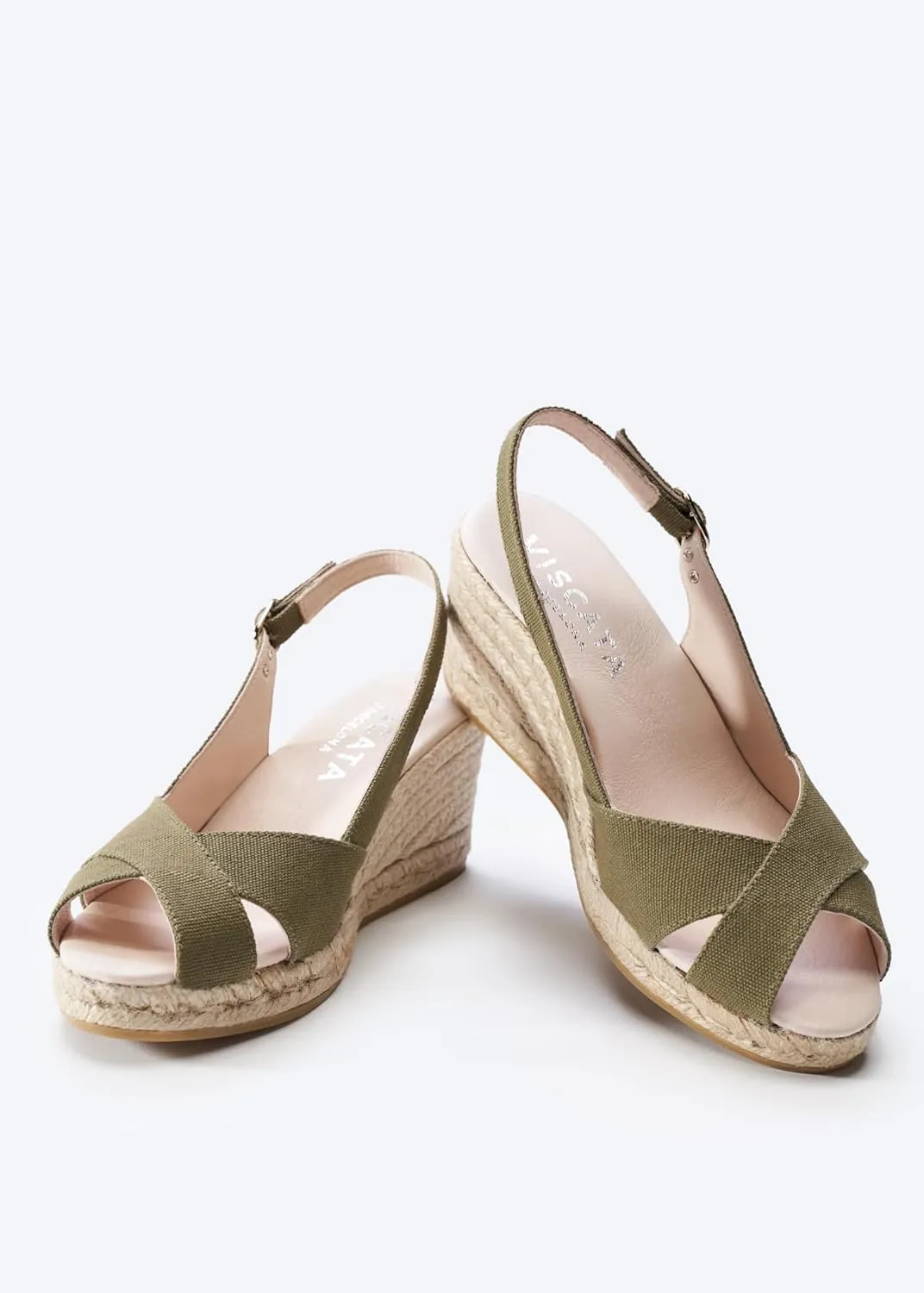 Viscata Llansa Canvas Wedge with Elegant Buckle Flattering 2  Slingback Heel Women's Sandals with Breathable Organic Cotton Canvas and 100% Natural Jute Midsole for all Casual Occasions