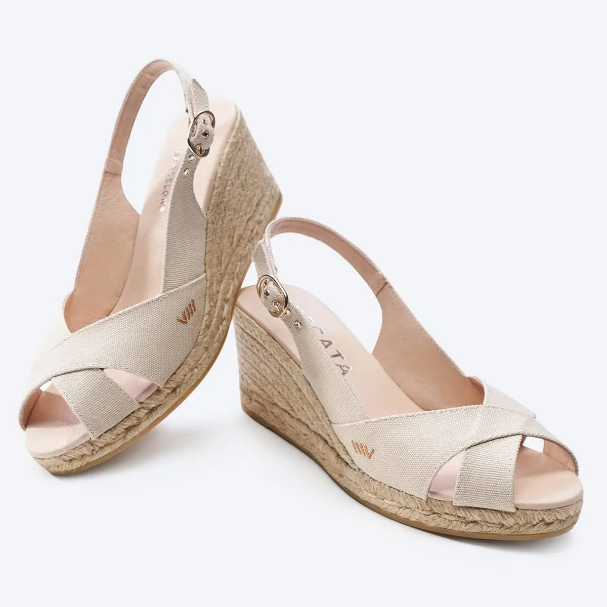 Viscata Llansa Canvas Wedge with Elegant Buckle Flattering 2  Slingback Heel Women's Sandals with Breathable Organic Cotton Canvas and 100% Natural Jute Midsole for all Casual Occasions