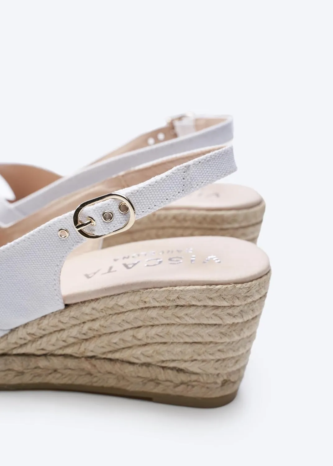 Viscata Llansa Canvas Wedge with Elegant Buckle Flattering 2  Slingback Heel Women's Sandals with Breathable Organic Cotton Canvas and 100% Natural Jute Midsole for all Casual Occasions