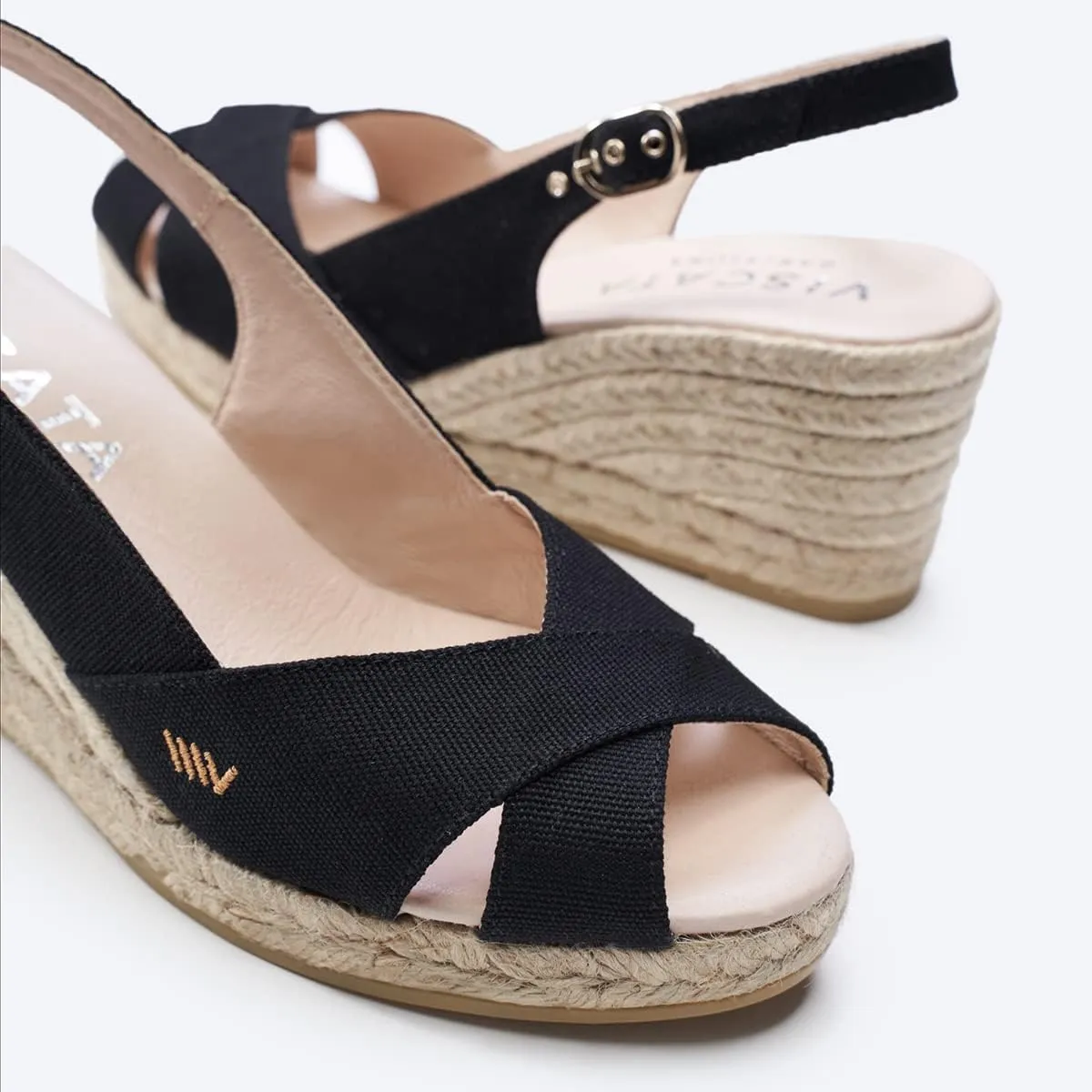 Viscata Llansa Canvas Wedge with Elegant Buckle Flattering 2  Slingback Heel Women's Sandals with Breathable Organic Cotton Canvas and 100% Natural Jute Midsole for all Casual Occasions