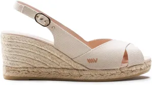 Viscata Llansa Canvas Wedge with Elegant Buckle Flattering 2  Slingback Heel Women's Sandals with Breathable Organic Cotton Canvas and 100% Natural Jute Midsole for all Casual Occasions