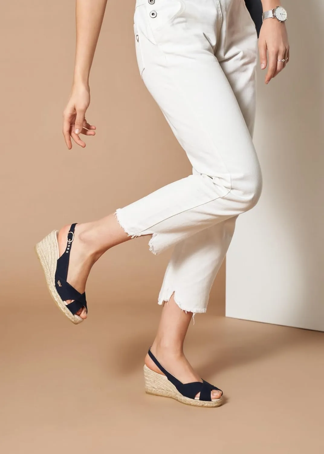 Viscata Llansa Canvas Wedge with Elegant Buckle Flattering 2  Slingback Heel Women's Sandals with Breathable Organic Cotton Canvas and 100% Natural Jute Midsole for all Casual Occasions