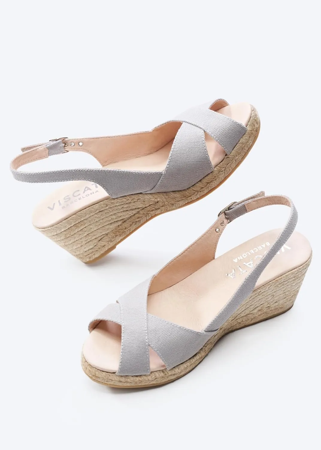 Viscata Llansa Canvas Wedge with Elegant Buckle Flattering 2  Slingback Heel Women's Sandals with Breathable Organic Cotton Canvas and 100% Natural Jute Midsole for all Casual Occasions