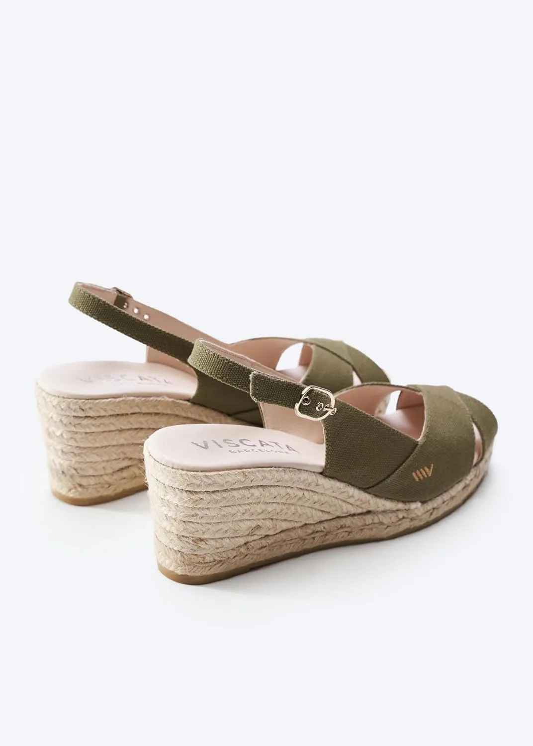 Viscata Llansa Canvas Wedge with Elegant Buckle Flattering 2  Slingback Heel Women's Sandals with Breathable Organic Cotton Canvas and 100% Natural Jute Midsole for all Casual Occasions