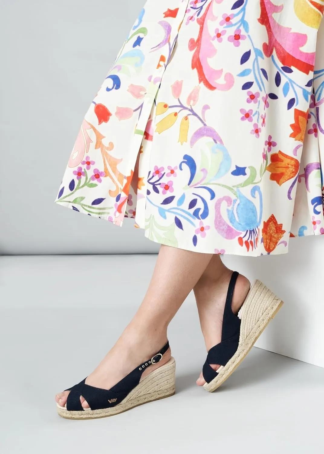 Viscata Llansa Canvas Wedge with Elegant Buckle Flattering 2  Slingback Heel Women's Sandals with Breathable Organic Cotton Canvas and 100% Natural Jute Midsole for all Casual Occasions